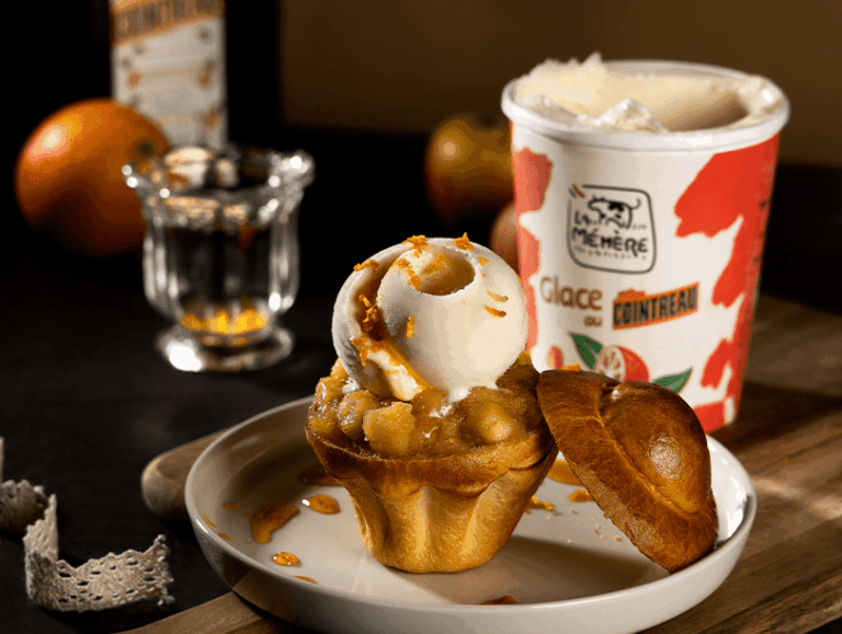 Recipe for Vendée brioche with apple compote and La Mémère ice cream with Cointreau