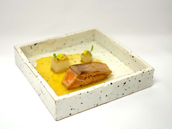 recette de saumon grillé, beurre blanc au rhum, vanille