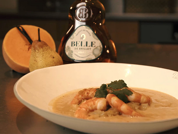 recipe pumpkin velouté, chestnuts, endives and prawn