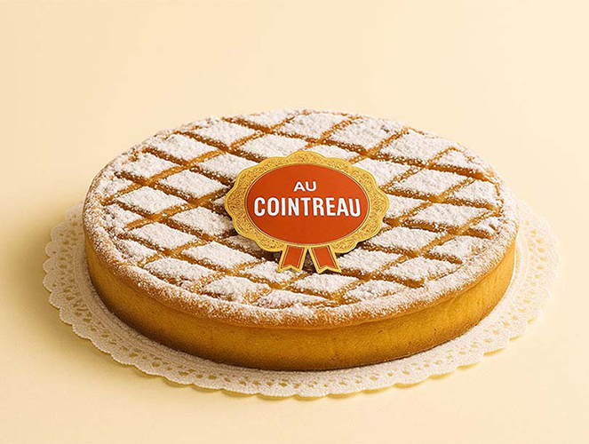 vintage recipe for summer cake with fruit macerated in Cointreau