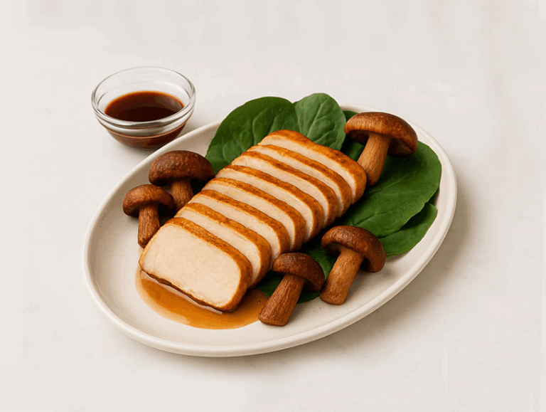 Plat : cuisse de volaille, sauce cacahuète au brandy St-Rémy