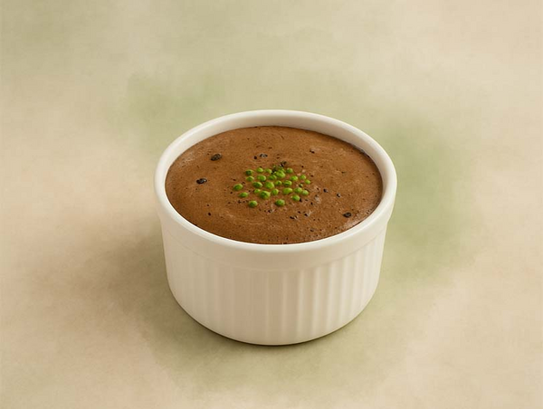 entrée inspirée de la cuisine japonaise : flan aux oeufs St-Jacques noix shimejis et raisins secs