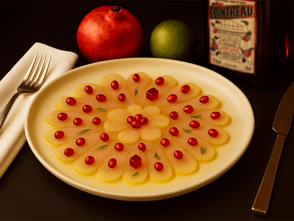 carpaccio de bar, vinaigrette cosmopolitan