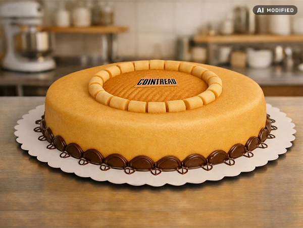 German pastry, vintage recipe with biscuit and Cointreau cream